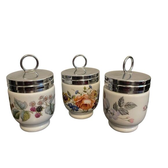 Royal Worcester Other - Vintage Royal Worcester Porcelain Egg Coddlers 1970s Made In England Set Of 3